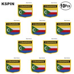 Comoros Flag Embroidery Patches Iron on Saw on Transfer patches Sewing Applications for Clothes in Home&Garden 10Pcs a Lot