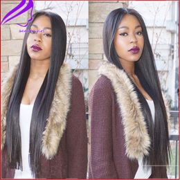 Synthetic Straight Lace Front Hair Wigs 10"-28" Natural black Color For Black Women Brazilian Wig 180 Density