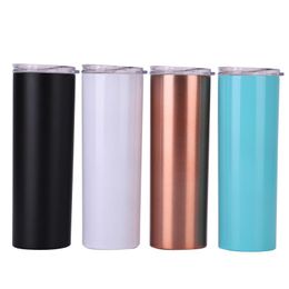 Cylindrical Straight Cup 20oz Stainless Steel Mug Women And Men Double Layer Thermos Tumbler Creative Gold White 20sc C1