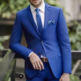 Royal Blue Groom Tuxedos Notch Lapel Men Wedding Tuxedo Popular Men Jacket Blazer Men Dinner/Darty Suit Custom Made(Jacket+Pants+Tie) 1274
