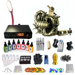 New Tattoo Kit Top Machine Guns Inks Needles LED Power Supply with Tattoo Led Light For Body Tattooing Art G1904015
