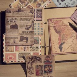 Paper Sticker Package Envelope Student Stationery Vintage Map Poster Stamp DIY Diary Decor Self Adhesive Scrapbooking