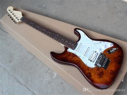 Electric Guitar with Tobacco Sunburst Body,Reverse Headstock,Rotten Wood Veneer,Floyd Rose,Can be Customized as Request