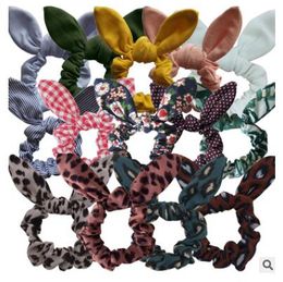 Easter Hairbands Rabbit Ears Girls Hair Bands Elastic Rubber Bands Cotton Ponytail Tie Hair Band Fabric Hair Accessories D26