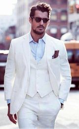 Classic Designe White Groom Tuxedos Notch Lapel Groomsman Wedding 3 Piece Suit Popular Men Business Jacket Blazer(Jacket+Pants+Tie+Vest)2663
