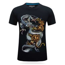 Kaplan T Gömlek Erkekler Hayvan Yin Yang Tshirt Ejderha 3d Baskı T-shirt Anime Elbise Komik Punk Rock Erkek Giyim Yaz Tops