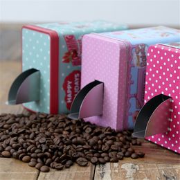 Square Storage Iron Can Coffee Bean Candy Snack Storage Box with Switch Style Slot Minimalist Home Food Metal Jar