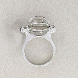 18kgp Round Ball Ring Mounting Adjustable Size Can Open & Hold 8 MM Pearl Gemstone Bead Ring Cage