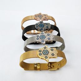 New Fashion Hamsa Hand Connector Charm Bead watch belt bangle,CZ Micro Pave zirconia Charm Bead Bracelet BG252