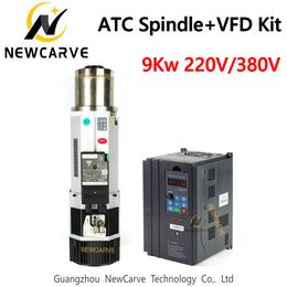 9KW ATC Spindle Kit Air Cooled ISO30 Automatic Tool Changer Spindle Motor And FULING VFD Frequency Inverter 220V 380V NEWCARVE