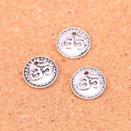 82pcs Charms double sided yoga om Antique Silver Plated Pendants Making DIY Handmade Tibetan Silver Jewellery 15mm