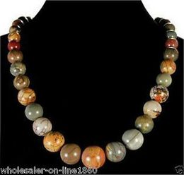 AAA Natural 8mm Multicolor Picasso Jasper Gemstone Round Beads Necklace 18/" AAA