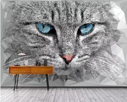 Moderna Abstract Solid Geometric Cat Head Seley Wallpaper Wallpaper per pareti 3 d per soggiorno