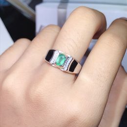 0.5 natural emerald men's ring . 925 sterling silver certificate package.Precious stones in the world