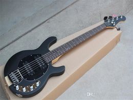 Black Electric Bass with Black Pickguard,Neck-Through Body,5 Strings,21 Frets,Chrome Hardware,offer Customised