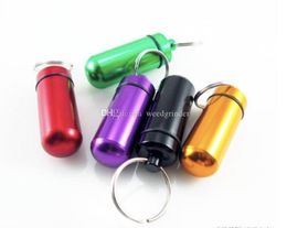 Portable cheap Aluminium Waterproof Pill Case metal keyChain Medicine Storage box pill container tobacco Bottle Holder Herb wax Container