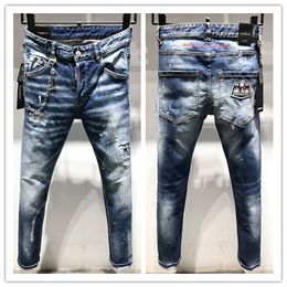 new brand of fashionable european and american mens casual jeans highgrade washing pure hand grinding quality optimization l9619