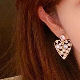 New ins trendy fashion luxury designer sparkle diamond rhinestone pearl cute lovely asymmetric heart stud earrings for women