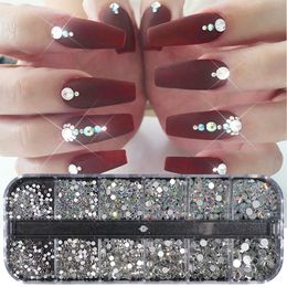 Crystal Strass Nail Art Rhinestone Decoration Mixed Size Clear AB Non Hotfix Flatback Gem for Nail Manicure Access JI388