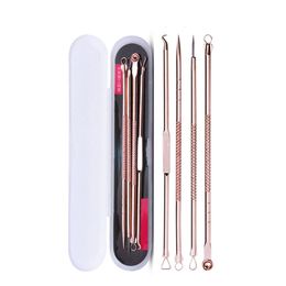 4Pcs Acne Blackhead Removal Needles Rose Gold Stainless Pimple Spot Comedone Extractor Cleanser Beauty Face Cleaning Care Tools