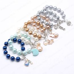 girls fashion charms bracelets pearl beads bracelets heart pendant Jewellery bangles for kids child birthday gift