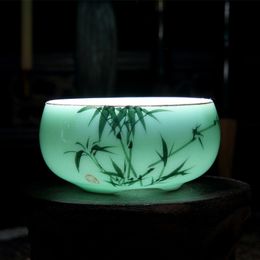 Longquan Celadon Tea Cup Porcelain Golden Fish Teacups 60ml Crackle Tea Cups Gifts