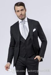 Custom-made One Button Groomsmen Peak Lapel Groom Tuxedos Men Suits Wedding/Prom/Dinner Best Man Blazer(Jacket+Pants+Tie+Vest) A55