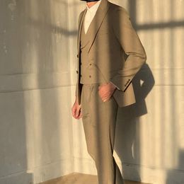 2019 New Custom Made Men Suits 3 Pieces (Jacket+Vest+Pants) Groomsmen Wear Wedding Tuxedos Formal Prom Blazer