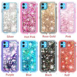 360 protect Designer Phone Case robot shockproof non waterproof back cover for iphone14 13 11 11pro case samsung s11 Bling crystal Liquid glitter