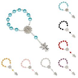 Fashion Angel Charm Rosary bracelets For Kids Children religion 8MM beads Chains Bangle Boy Girls Jewelry Gift