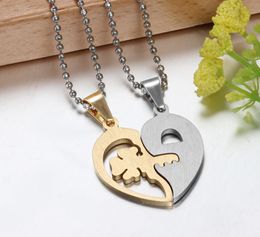 Fashion-Stainless Steel I Love You Letters Heart Pendant New Couple Lovers Necklaces Fashion Women And Men Metal Chain Necklace Jewelry