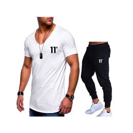 Summer Two Pieces T Shirts+pants Suit Men Cotton Tops Tees Fashion Tshirt High Quality Sportswears 2 Sets C19041901