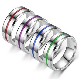 New 316L Titanium Stainless Steel Mens Colourful Red Blue Silicon Finger Ring Personalised Vintage Rings for Men Jewellery Wholesale for Sale