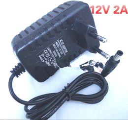 Freeshipping 20pcs 12V 2A AC100V-240V LED power adapter EU plug 5.5*2.5 LED Power Supply Adapter EU plug drive for RGB 2835 LED Strip