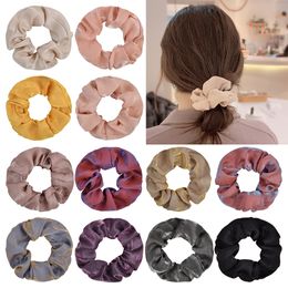 Elegant Solid Hair Scrunchie Elastic Band Girls Boutique Rubber Band Ponytail Holder Hair Rope Hair Accessories