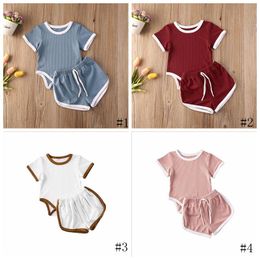 Kids Clothes Boys Girls Article Pit Rompers Shorts Suits Kids Summer Solid Jumpsuits Pants Clothing Sets Infant Summer Climb Clothes B877