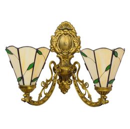 Tiffany Style Wall Lamp Mediterranean Double-Headed Stained Glass Wall Lamp for Living Room Bedroom Bedside Light