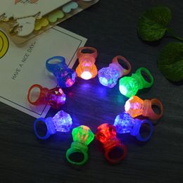 LED Luminous Small Diamond Ring Colourful Flashing LED Fingerring Children Kids Luminous Ring Finger Light Glow Sticks Toys free shipping