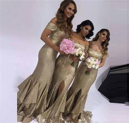 Gold Sequined Bridesmaid Dress 2019 Latest Summer Country Garden Formal Wedding Party Guest Maid of Honor Gown Plus Size Custom Made