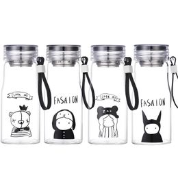 350ml 12oz Fashion Cute Water Bottles Sport Water Bottle Outdoor Camping Tumbler With Rope Mug Travel Portable Water Glass Cup VT1568-1