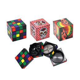 The printing pattern of the new type of magic cube metal smoke grinder with diameter of 50mm can be customized