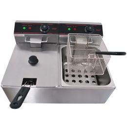 Kolice Commercial double tanks 2x8L Chicken Chip Fryer Electric Deep Basket kfc food Potato Frying Machine