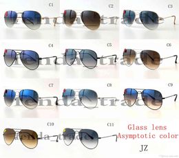 Прогрессивный цвет объектива бренда Горячая распродажа Летняя роскошь Goggle Man UV400 защитный стеклянный солнцезащитные очки мода мужчины женщин солнцезащитные очки