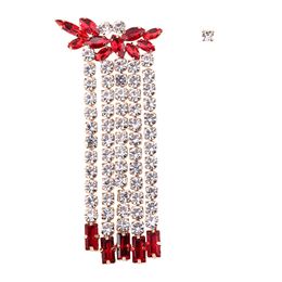 Wholesale- popular fashion luxury designer exaggerated glittering full colorful rhinestone crystal asymmetry long tassel stud earring