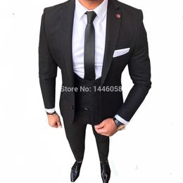 Handsome Two Buttons Groomsmen Notch Lapel Groom Tuxedos Men Suits Wedding/Prom/Dinner Best Man Blazer(Jacket+Pants+Tie+Vest) 953