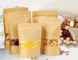 Food Moisture-proof Bags Kraft Paper with Aluminium Foil Lining Stand UP Pouch Packaging Bag for Snack Candy Cookie Baking DHL Free