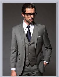 Handsome Two Buttons Groomsmen Notch Lapel Groom Tuxedos Men Suits Wedding/Prom/Dinner Best Man Blazer(Jacket+Pants+Tie+Vest) 838