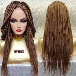 Real picture blonde Braided Lace Front wigs With Baby Hair jumbo braiding hair brazilian hair box braid wig for black Women