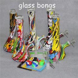 10.5" glass bong beaker bongs Hookahs water pipe oil rigs waterpipes bubbler with dabber tool silicone mats container