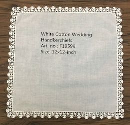 Set of 12 Fashion Wedding Bridal Handkerchief Cotton Cloth Hankies Vintage crochet Lace Hanky For Mother of Bride
